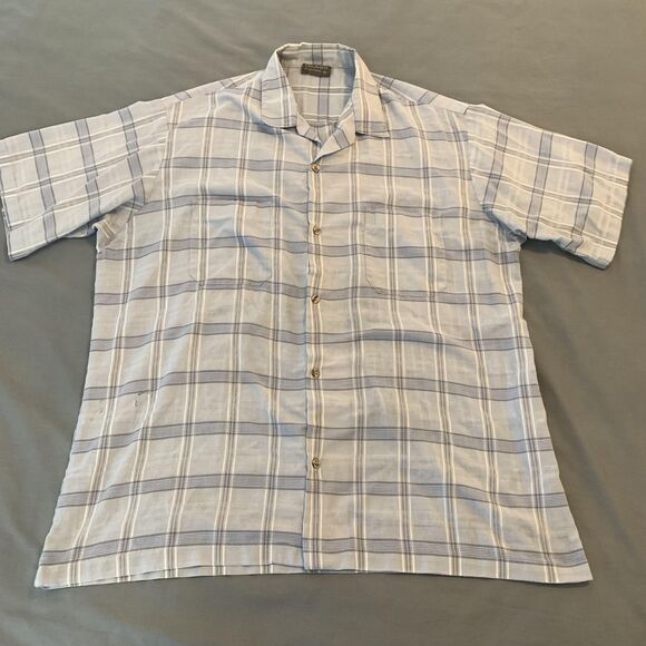 Other - Triumph Of California Shirt Mens XL Blue Gray Plaid Short Sleeve Button Front